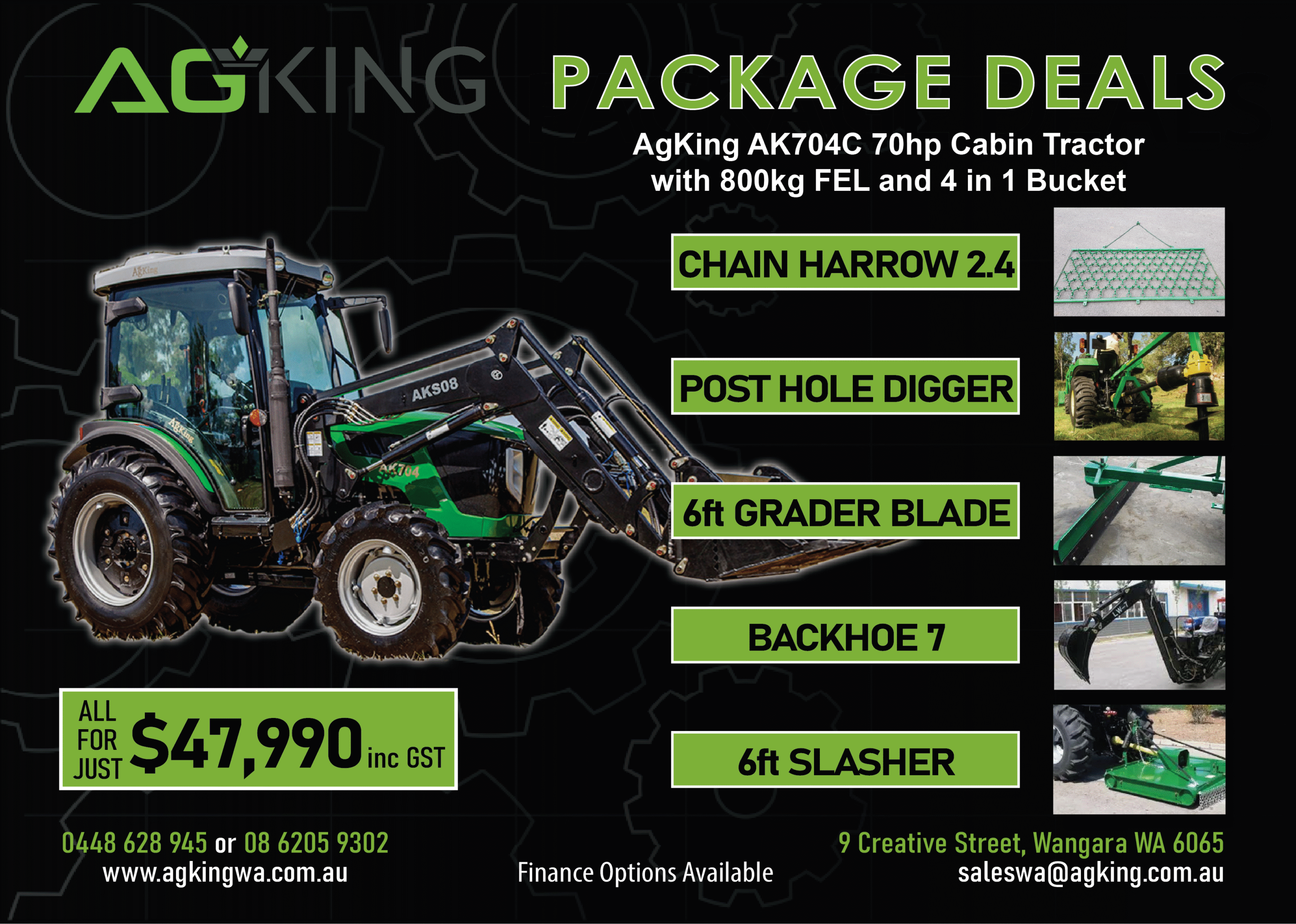 Ag King package deal AK704C + 5 Implements $47,990 AgKing AK704C 70hp Package