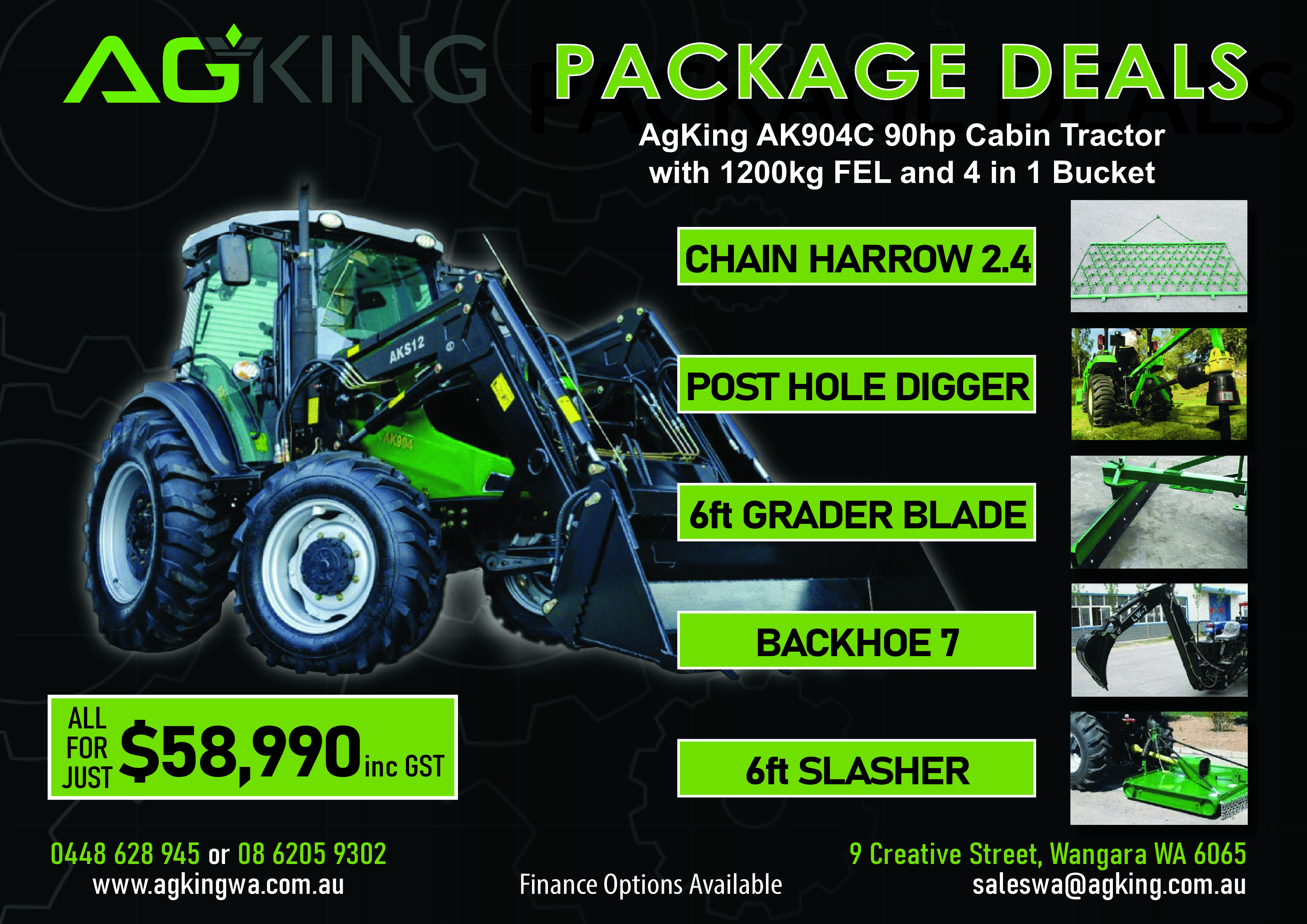 Ag King package deal AK904C 5 Implements 58,990 AgKing AK904C 90hp Package