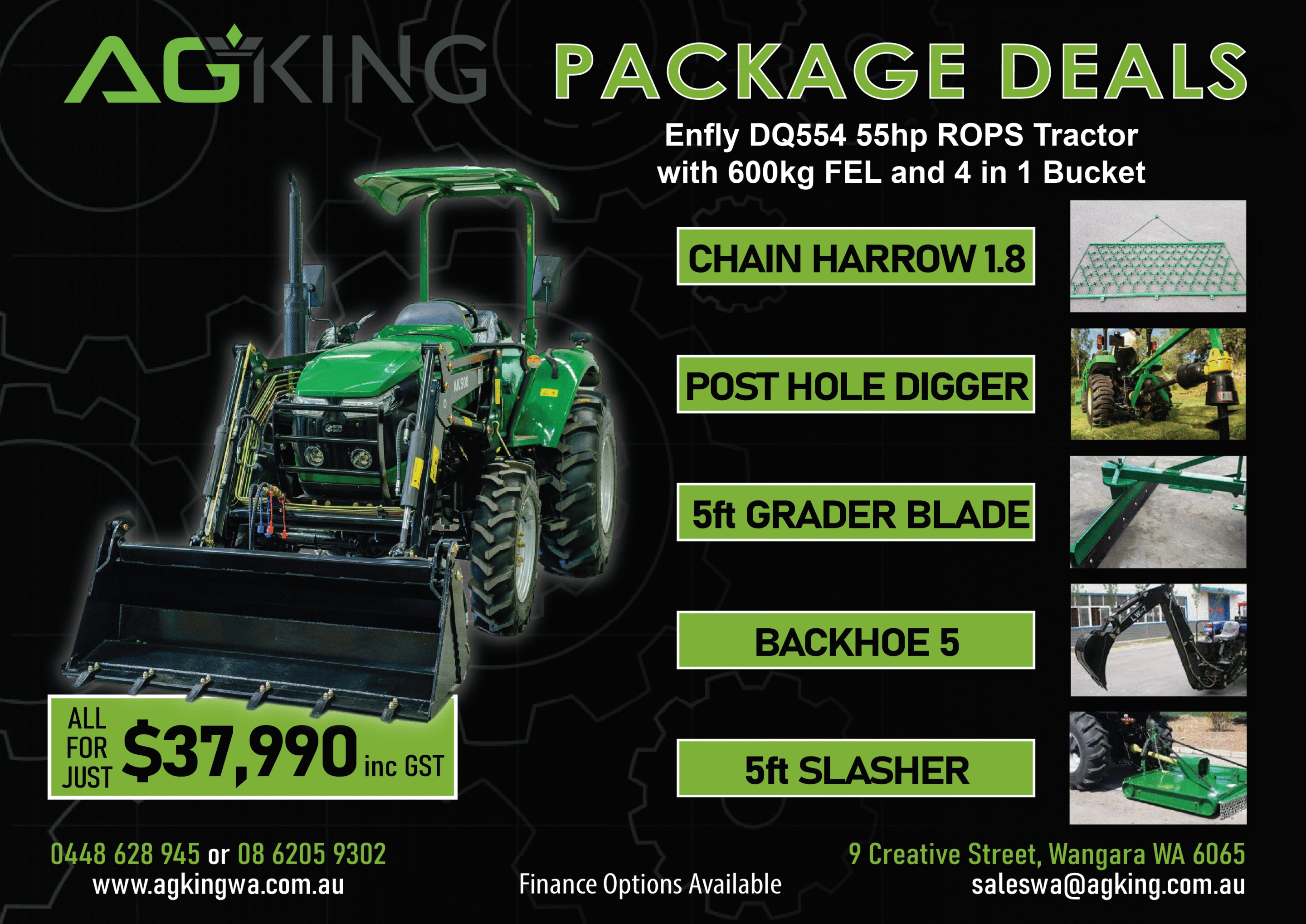 Ag King package deal DQ554 + 5 Implements $37,990